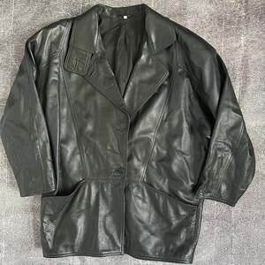 Men's Vintage 80's German Lambskin Leather Black Classic Button Up Jacket Sz 40